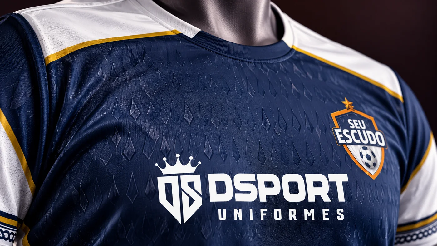 Tecido Premium DSPORT em uniforme azul marinho